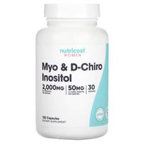 Nutricost, moterys, Myo ir d-Chiro Inozitolis, 120 kapsulių