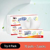 Xin Xiang Yin Thickened Kitchen & Facial Tissues, 70-Count 3-Pack