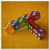 19mm Colorful Transparent Acrylic Casino Precision Dice, Six-Sided, Numbered, Right Angle, In Stock