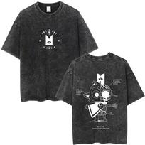 Washed Vintage Game Cult of The Lamb Anatomy Print T-shirt Men Women Fashion Casual Cotton T-shirts Male Cute Oversized T Shirts S