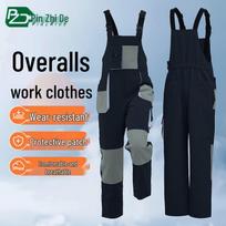 Men's Multi-Pocket Durable Work Overalls with Suspenders 2XL