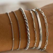 6Pcs Multi Layers Thin Chain Bracelet Set Elegant Stackable Hand Chain Fashion Jewelry Accessories for Women 17.5cm