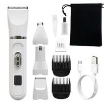Šunų kirpimo mašinėlės, šunų nagų kirpimo mašinėlės, 4 viename šunų kirpimo rinkinys su LED ekranu ir įkraunamu USB laidu šunims, katėms, augintiniams balta