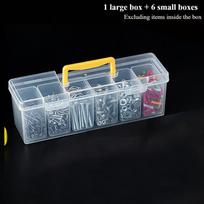 1/2pc Tool Parts Storage Box Multi-Compartment Tool Organizer Multi Functional Transparent Clear Sorting Storage Box With Handle