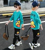 Boys' Trendy Spring/Autumn 2025 Streetwear Hoodie Suit 110 (suggested for 102 cm)