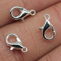 50pcs 8 Colors 12mm 10mm Metal Alloy Lobster Clasp Hooks For Necklace & Bracelet Chain DIY Fashion Jewelry Findings 10mm sidabras