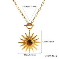 1 Piece Paperclip Link Chain Pendant Charm Necklace 18K Gold Plated 304 Stainless Steel & Brown stone 45cm(17.7 ) For Women Gift