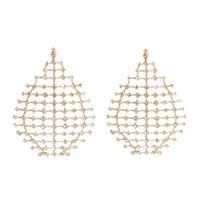 Elegant Rhinestone Crystal Earrings Multi-Layer Design Boho Plated Teardrop Earrings Big Hanging Chic Hollow Dangle Earrings
