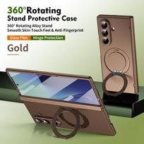 For Samsung Galaxy Z Fold 7 6 5 phone case with tempered glass, rotating magnetic alloy stand, fingerprint resistant Galaxy Z Fold6 auksas