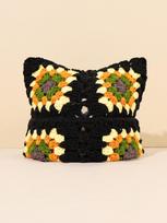 New Handmade Knitting Halloween Versatile Fashion Multi-Color Grandmother Grid Cat Ear Hat Adult Hat