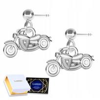 Sidabriniai Auskarai Motociklas Harley Variklis Smeigtukas Su Motociklu Sidabras 925 white