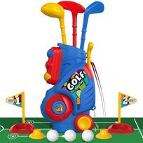 Indoor Outdoor Kids Golf Push Cart Set with Three Golf Clubs and Balls Lightweight Portable Toy for Practice and Play One Size