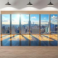 2D Sunny Manhattan Office Window City Backdrop Business Portrait Photography Background 47.2x31.5inch/120*80cm