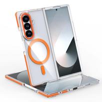 case for Samsung Z FOLD 7 6 transparent foldable screen protective case full coverage Anti-Fingerprint Wireless Charging plain Galaxy Z Fold7 oranžinė