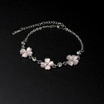 Girl's mind~ Diamond-encrusted opal flower necklace bracelet stud earrings set sweet light luxury high-end jewelry