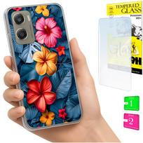 Etui Do Motorola Moto G06 / G06 Power Obudowa Case Plecki Kwiaty + Szkło