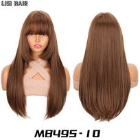 MISSQUEEN Sintetinis ilgas tiesus perukas su kirpčiukais, karščiui atsparūs pluošto perukai moterims princesės kirpimo 52cm brown