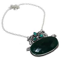Emerald  Natural Onyx Gemstone 925 Sterling Silver Jewelry Necklace 18  i5P15