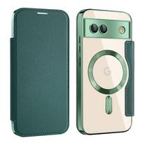 Prabangus odinis piniginė kortelių laikiklis magnetinis skaidrus telefono dėklas Google Pixel 9 10 Pro XL 10Pro 9Pro 9A 8A 7A dengtas flip dangtelis For Pixel 9A