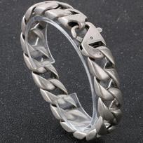 Vacuum Plated Curb Cuban Link Chain Bracelet for Man 15MM Round Polished Matte Titanium Stainless Steel Men's Bracelets Jewelry 19.5CM senos sidabrinės spalvos