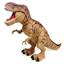 Tyrannosaurus T-rex vaikščiojantis realistiškais garsais baterijomis maitinamas dinozauras vaikiškas žaislas ruda