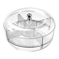 Rotating Salad Box, with Multi-Grid And Center Sauce Cup Fruit Tray, Ice Trough Cooling Base Design, Serving Bowl for Party, Gathering
