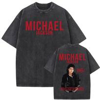 King of Pop Michael Jackson Bad Era Vintage Washed T Shirt Men Women Fashion Classic Casual T-shirts Summer Tops Cotton T-shirts S įvairiaspalvis