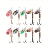 10 Pcs/Set Spinner Spoon Metal Bait, Fishing Lure, Sequins, Crankbait, Rotating, Bass, Trout, Perch, Pike, 6.7cm, 7g