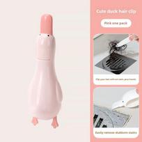 Multi-function Duck Shaped Bathroom Hair Clip 2-in-1 Reusable Sink Hair Clip Wall Mounted Trash Clip Kitchen Sink Cleaning Tools