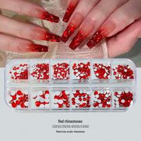 Multi-Color Rhinestone Flat Bottom Irregular Glass Nail Art Glitter Accessories 13CM long box