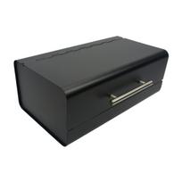 Juodas metalinis duonos dėžutė Modernus duonos laikiklis su rankena Matinis plienas 36x20,5x14,5 cm | Begryf