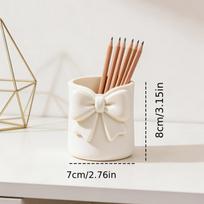 1PC cute bow desktop makeup storage bucket, multi-functional desktop storage box, bathroom makeup brush finishing rack