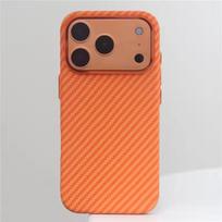 Aukštos kokybės anglies pluošto tekstūra Magsafe dėklui, skirtam iPhone 17 Pro Max 17 Pro, kietojo lydinio objektyvo apsauga, PC smūgiams atsparus dangtelis iPhone17 Pro Max orange