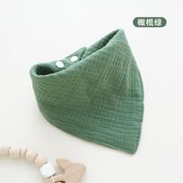 Newborn Baby Cotton Muslin Triangle Bib Breathable Anti Spit Up Burp Cloth Solid Crinkle Texture Soft alyvuogių žalios spalvos