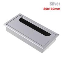 Aluminum Alloy PC Desk Rectangle Wire Cable Grommet Office Table Hole Cover Outlet Port with Black Brush
