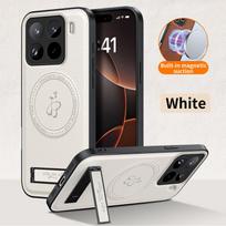 Dėklas Xiaomi Mi 15T Pro, prabangus PU odinis, su magnetiniu belaidžio įkrovimo stoveliu, apsauginis galinis dangtelis Xiaomi Mi 15T 14T Pro xiaomi 15T Pro balta