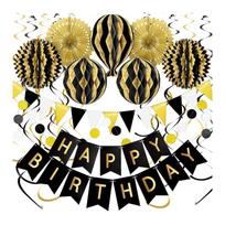 Birthday Party Decoration Multi-Colored Happy Birthday for Banner with Paper Fans Garland String for Triangle Bunting Fl