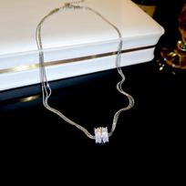 Real gold electroplated multi-layer zircon circle pendant necklace new collarbone chain fashionable and exquisite design jewelry