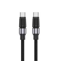 Kabelis Jellico B26 Woven Cotton, 2 x USB Type C, 120 cm, juoda sp., 60 W