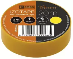 Agam Izoliacinė juosta PVC 19mmx013mmx20m geltona F61926, EMOS