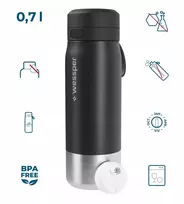 Gertuvė „Wessper B2“ nerūdijančio plieno „Actitex™“ filtro butelis, 700 ml, juodas (WES276-700-BK_K)