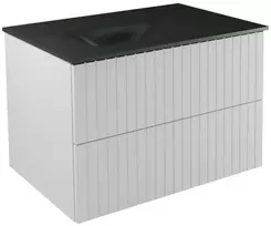 Spintelė Besco Akya Linea 76 cm su praustuvu ir klik-klak, Baltas matt/Gun metal+Juodas matt