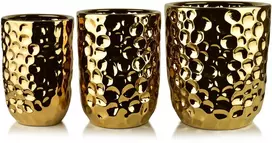 Mondex Since 1986 NEVA GOLD 3 keraminių užvalkalų rinkinys 39x39x46cm 31.5x31.5x42.5cm 25.5x25.5x39cm