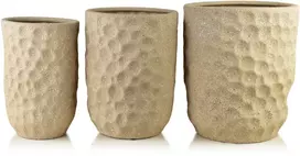 Mondex Since 1986 NEVA BEIGE 3 keraminių užvalkalų rinkinys 39x39x46cm 31.5x31.5x42.5cm 25.5x25.5x39cm