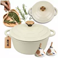Atusa PUODAS Ketaus emaliuotas indukcinės orkaitės griliui HAGE 4L 24 cm Kremas