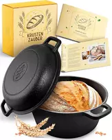 KRUSTENZAUBER ketaus puodas duonos kepimui su dangčiu, 26 cm, 4,7 l, juodas