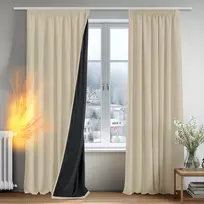 Deconovo visiškai užtamsinanti termiška užuolaida su susiuvimo juostele, 140 × 175 cm, smėlio spalva, 2 vnt.