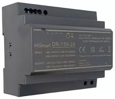 DIN bėgio maitinimo šaltinis - HiSmart 24V 6.25A 150W DIN Bėgio Maitinimo Šaltinis Juodas