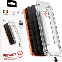 Grūdintas stiklas Tel Protect Dust-Free Easy Fit Privacy Full Glue 6D skirtas Apple iPhone 17 Pro juodas – 2 vnt