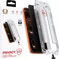 Grūdintas stiklas Tel Protect Dust-Free Easy Fit Privacy Full Glue 6D skirtas Apple iPhone 17 Pro Max juodas